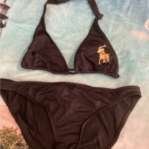 Ralph Lauren Black Bikini with Gold Logo